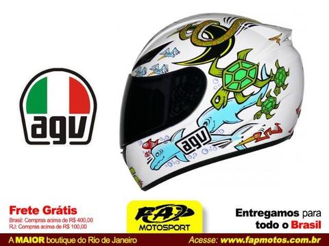 Capacete Moto Agv K-3 White Zoo - Frete Grátis Brasil