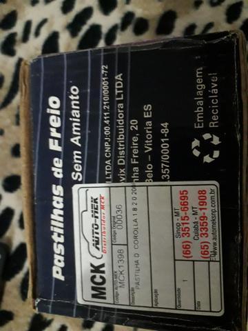 Pastilha de freio do Corolla ano 2009 em diante valor 60 reais