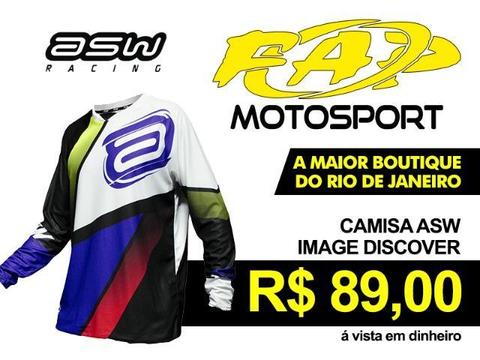 Camisa Asw Discover Branca Azul Preta // FAP Motosport