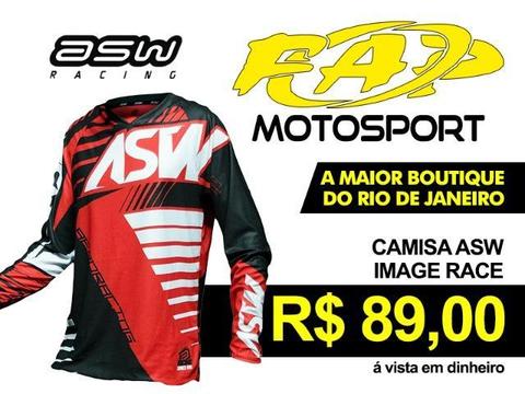 Camisa Asw Image Branco Vermelho Preto // FAP Motosport