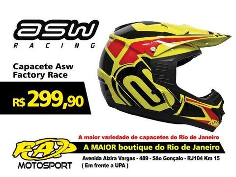 Capacete Asw Moto Factory Race Amarelo Preto Vermelho