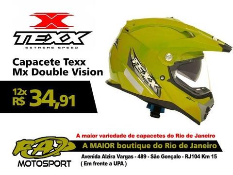 Capacete Moto Texx Cross MX Double Vision Viseira Interna Solar Verde Oliva Frete Grátis