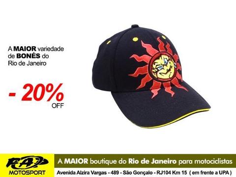 Top Force Boné Preto Sol Vermelho VR46 Moto