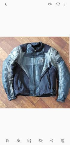 Jaqueta de moto em couro com proteção
