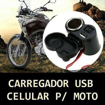 Tomada Usb P/ Moto Carregador Celular Gps Acendedor