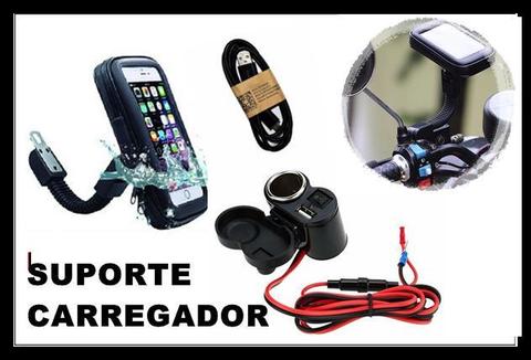 Carregador de celular e suporte para moto