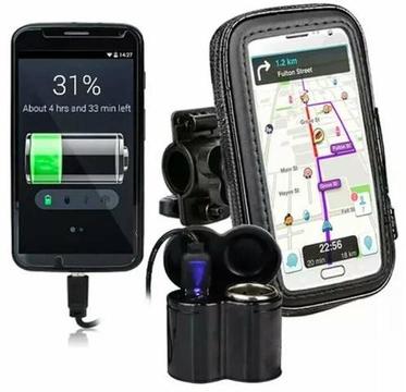 Kit Suportes + carregador impermeáveis celular moto gps. Loja centro de