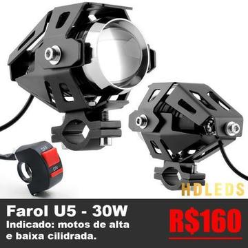 Farol Milha LED Cree U5 Moto - Yamaha, Honda, Bmw