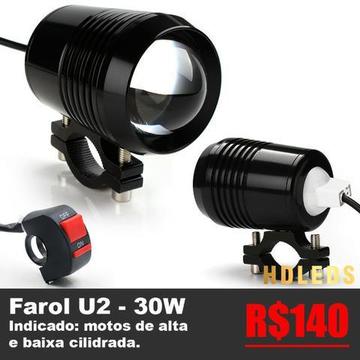 Farol Milha LED U2 Moto - XRE, Tenere, Honda, Bmw