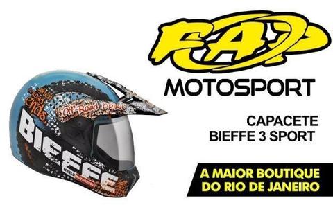 Capacete Bieffe 3 Sport Dirt Ciano Laranja / Fap Motosport