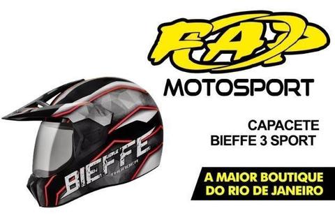 Capacete Bieffe 3 Sport Thunder Preto Vermelho / Fap Motosport