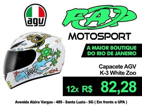 Capacete Moto AGV K-3 White Zoo