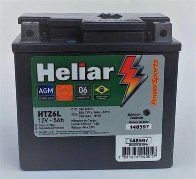 Bateria Moto Heliar Htz6 Nxr Bros 125 150 160 Ks, Es, Esd, D