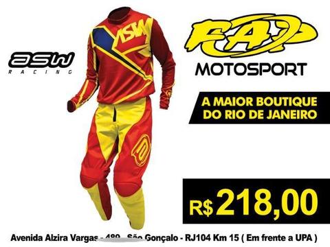Roupa Motocross Asw Factory 17 Vermelho Amarelo Fluor