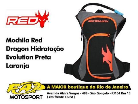 Mochila Moto Red Dragon Hidratação Evolution Preta Laranja