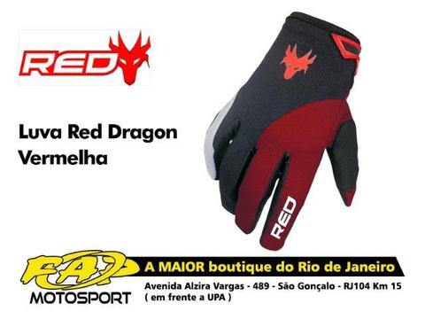 Luva Moto Red Dragon Racing Preta Vermelha