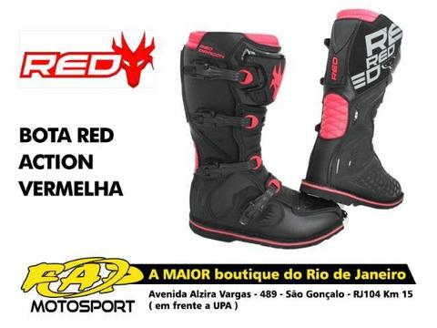 Bota Moto Red Dragon Action Preta Vermelha