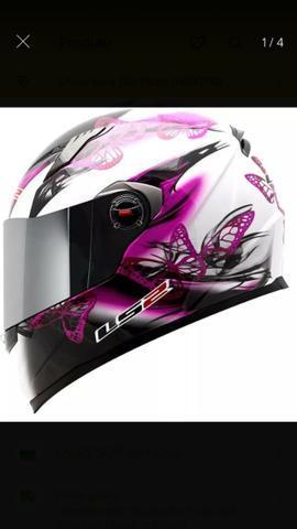 Capacete LS2 Feminino Preto e Rosa