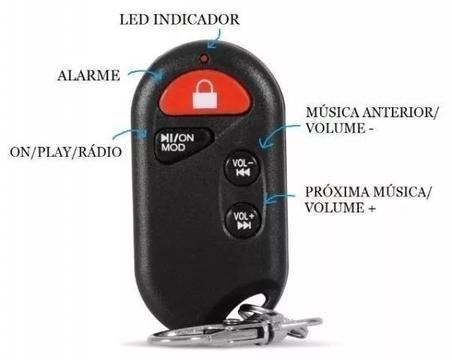 Alarme e Som P Moto Segurança Mp3 Usb Rádio Fm Cartão