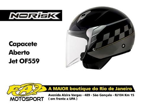 Capacete Moto Aberto Norisk OF559 College Preto Cinza