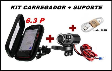 Suporte capa de celular e carregador para moto