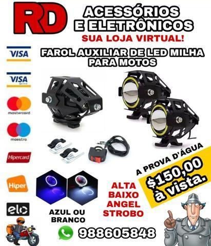 2 farol auxiliar de led para motos azul ou branco