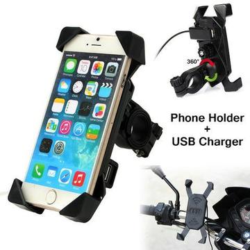 Suporte Celular Para Motos Com Carregador Usb Universal