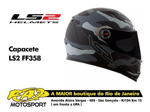 Capacete da Ls2 Moto FF358 Army Preto Cinza