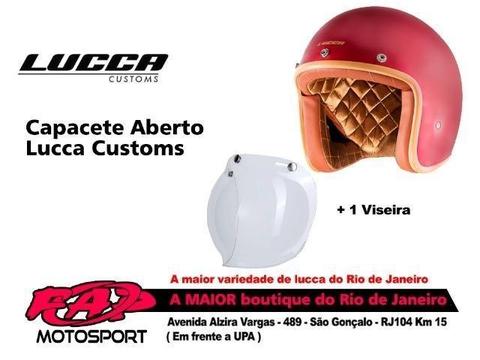 Capacete Moto Lucca Aberto Cafe Racer Matt Cherry Dourado