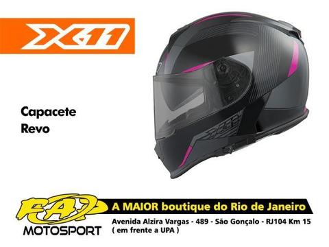 Capacete Moto X11 Revo Preto com Rosa Viseira Interna