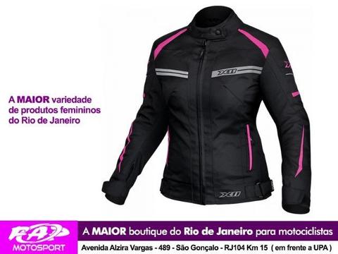 Jaqueta Moto X11 Feminina One 2 Preta Rosa