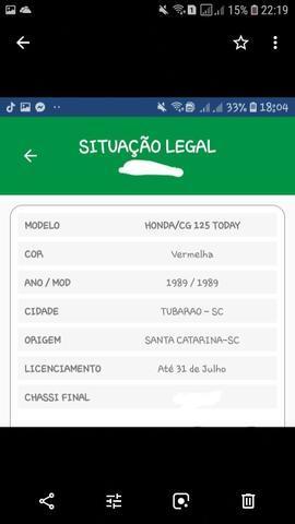 Vendo moto CG Honda today - 1989