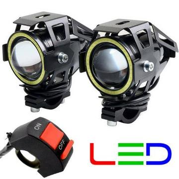 Par de Farol Milha Ultra Led U5 Auxiliar Neblina Moto Full Leds