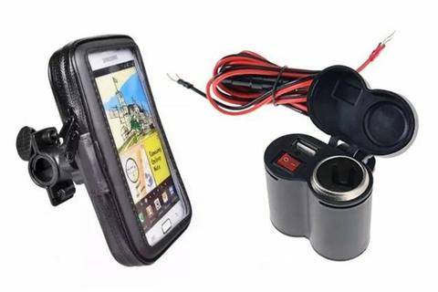 Suporte + Carregador Celular de Moto Bike Bicicleta Gps 5.5 Pol (NOVO)