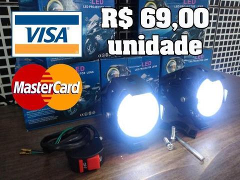 Farol de milha LED p/ sua moto (efeito olho de anjo) R$70,00und e R$110,00 o par(promoção)