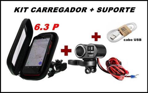 Suporte e carregador de celular para moto