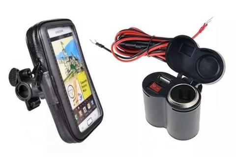 Suporte + Carregador Celular de Moto Bike Bicicleta Gps 5.5 Pol (NOVO)