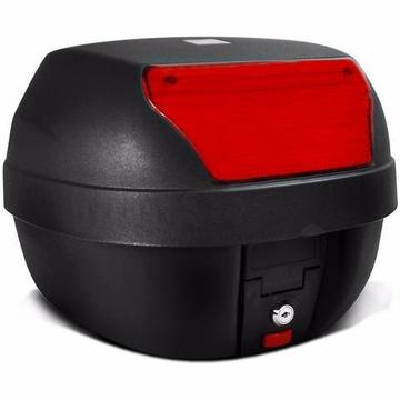 Bau Bauleto Preto 28 Litros Pro Tork Smart Box Motocicleta Moto Com Refletor Vermelho
