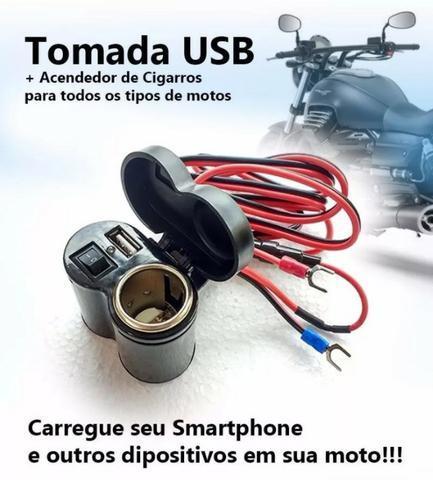 377 - Carregador Tomada Adaptador Usb + Acendedor 5v Moto 12v 24v