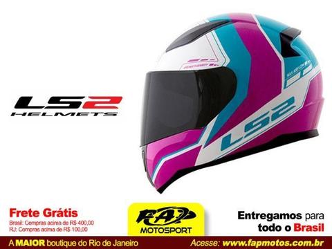 Capacete Ls2 Ff353 Moto Rapid Candie Branco Rosa Azul - Frete Grátis Brasil