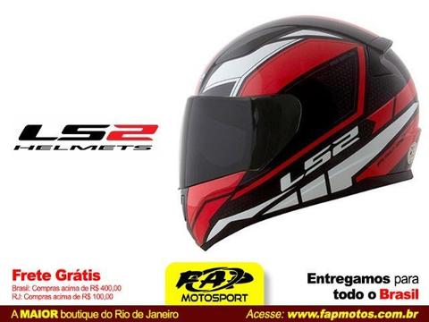 Capacete Ls2 Ff353 Moto Rapid Infinity Preto Vermelho Branco - Frete Grátis Brasil