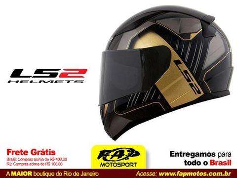 Capacete Ls2 Ff353 Moto Rapid Medal Preto Cinza Dourado - Frete Grátis Brasil