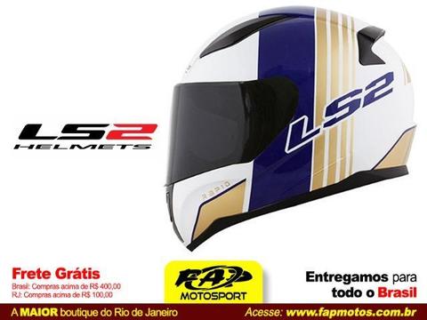 Capacete Ls2 Moto Ff353 Rapid Multiply Branco Azul Dourado - Frete Grátis Brasil