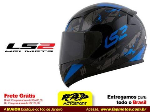 Capacete Ls2 Ff353 Moto Rapid Palimnesis Preto Azul - Frete Grátis Brasil