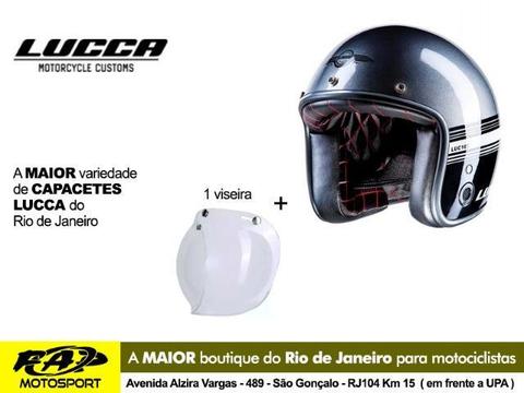 Capacete Custom Aberto Lucca Cinza com Preto + 1 Viseira