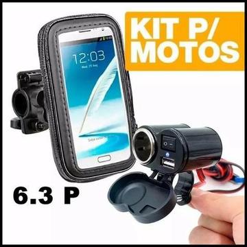 Capa 6.3 polegas e carregador de celular para moto