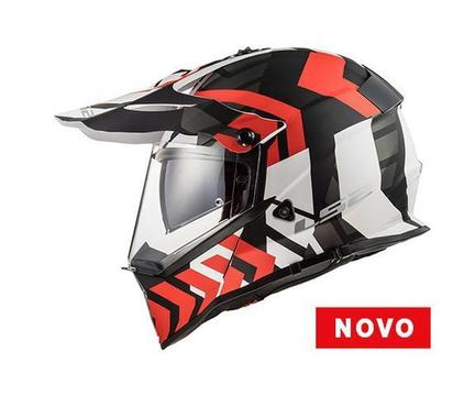 Capacete Ls2 Mx436 Pioneer Xtreme Preto Vermelho Branco