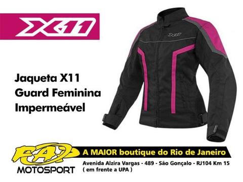 Jaqueta Moto Feminina X11 Guard Impermeável Preta Rosa