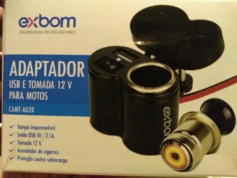 Adaptador USB e tomada 12v para motos