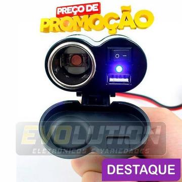 Carregador De Celular E Gps Pra Motos Prova D'água 12v